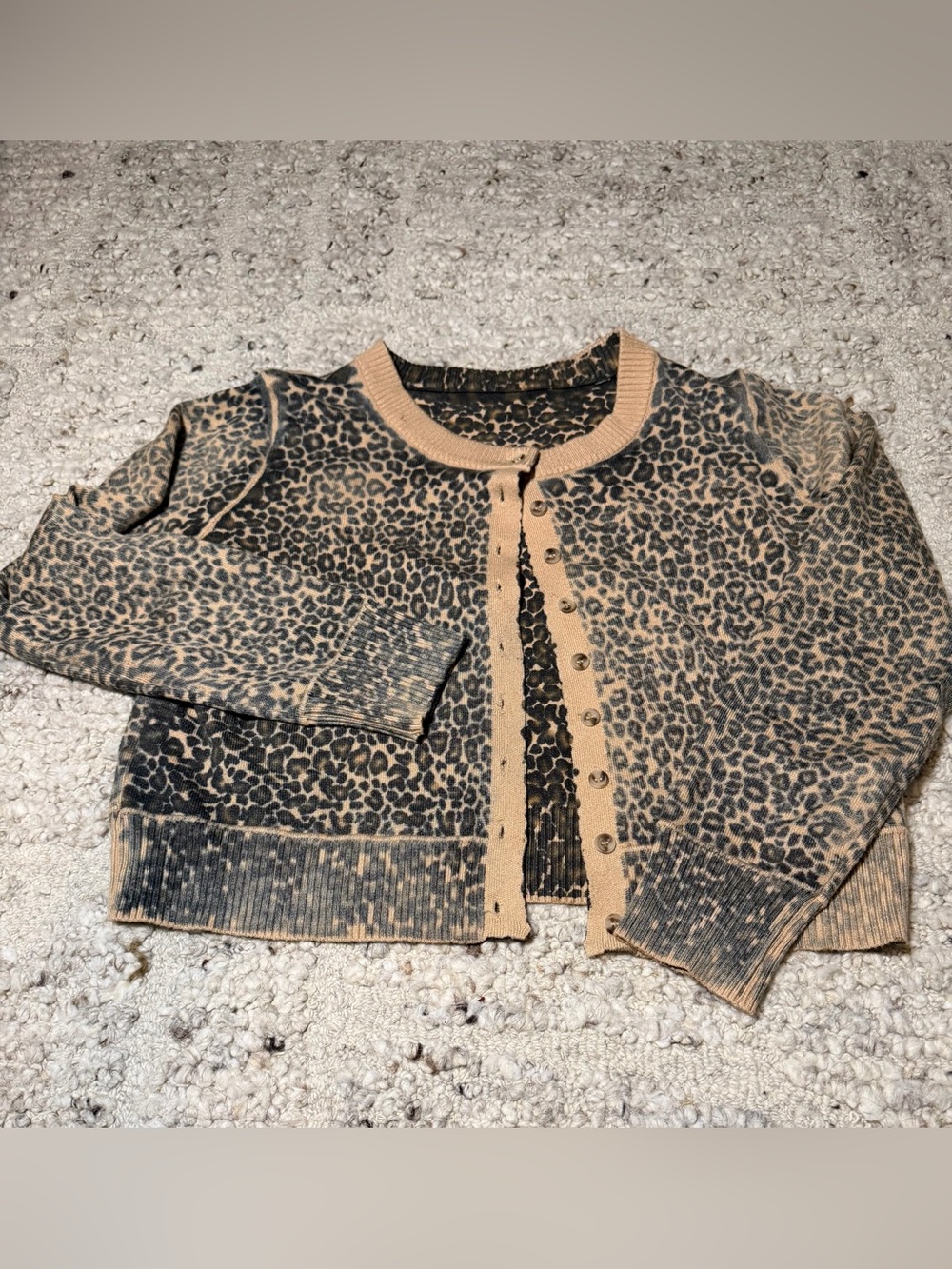 Leopard Print Cropped Cardigan in Tan & Black